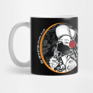 the mafia woman holding a gun Mug